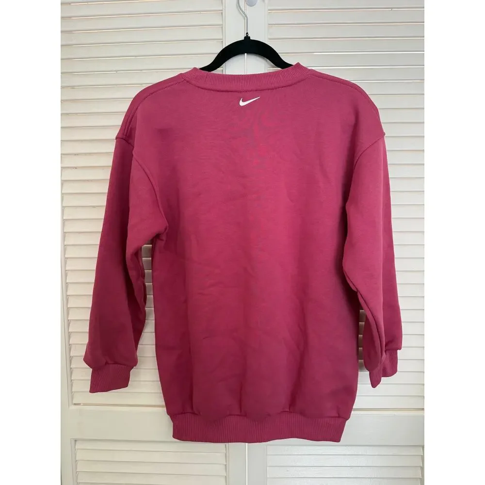 Nike Pink Fleece Oversized Crewneck Sweatshirt Large Kids Loungewear Casual
